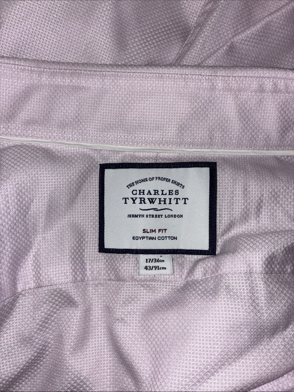 Charles , Mens 17/36, Light Pink Slim Fit Egyptian Cotton Dress Shirt - Picture 5 of 9